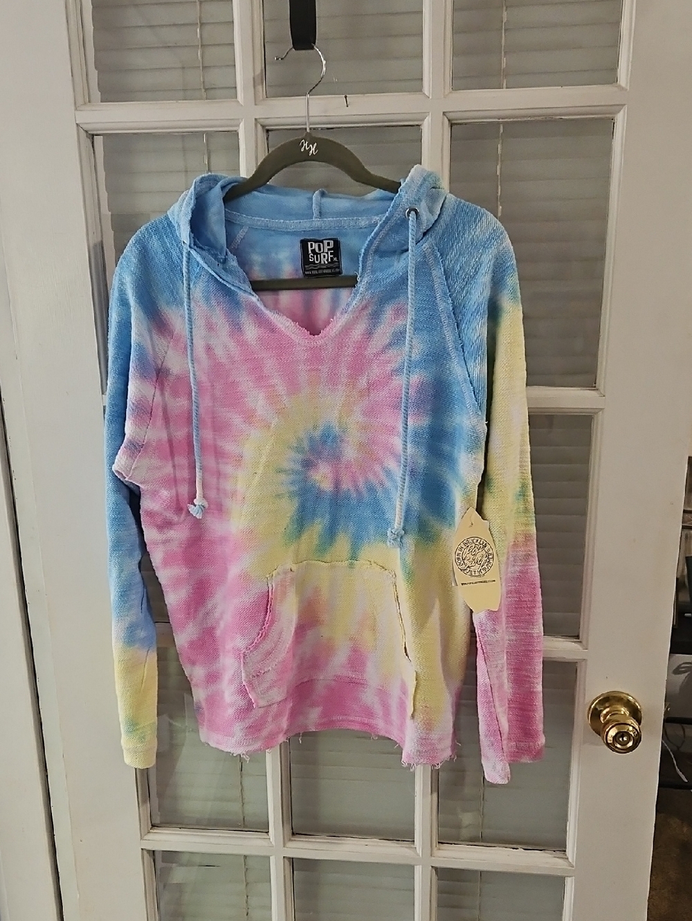 NWT Pop Surf BoHo Pastel Tie-dye Pullover Hoodie. Sz XL